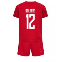 Echipament fotbal Danemarca Kasper Dolberg #12 Tricou Acasa Mondial 2022 pentru copii maneca scurta (+ Pantaloni scurti)